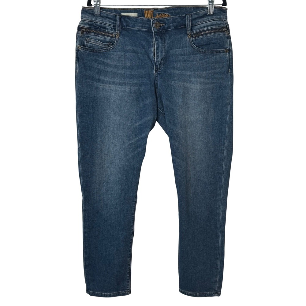 KUT from the Kloth Emma Ankle Skinny Jeans Medium Wash Distressed Size 12